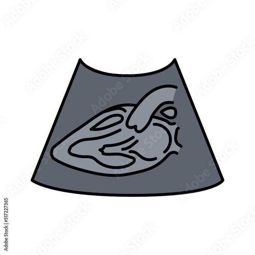 Heart ultrasound color line illustration