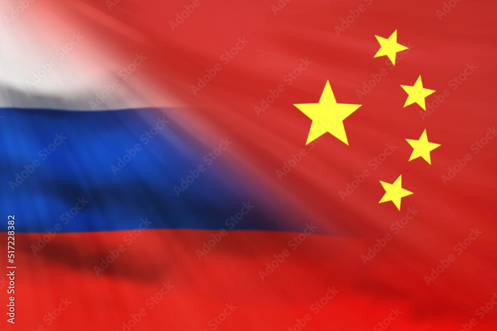 Flag of China and Russia. Diplomatic relations. Flag of China and Russia. Diplomatic relations.