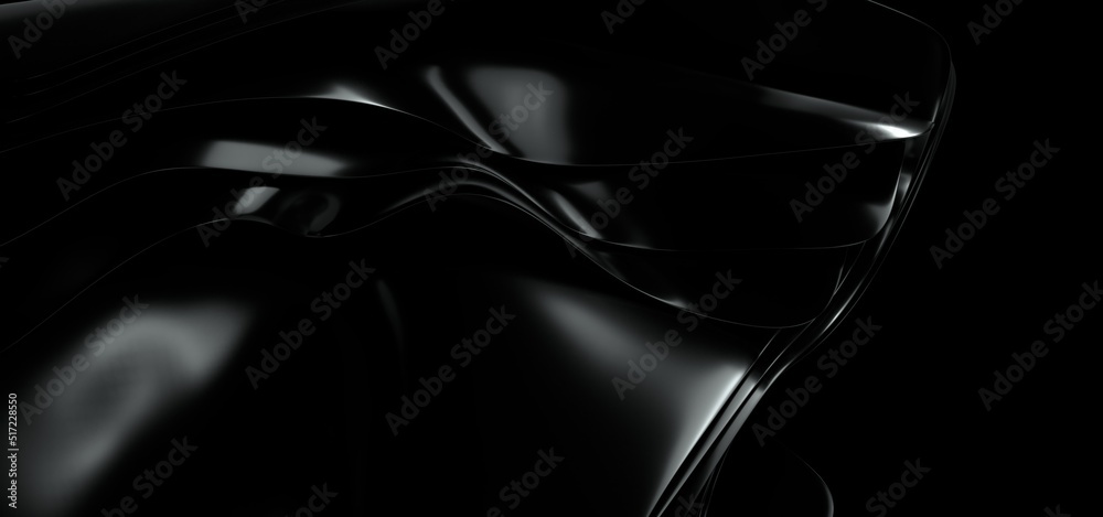 Soft waves seamless texture on shiny black background, pearl and nacre ...