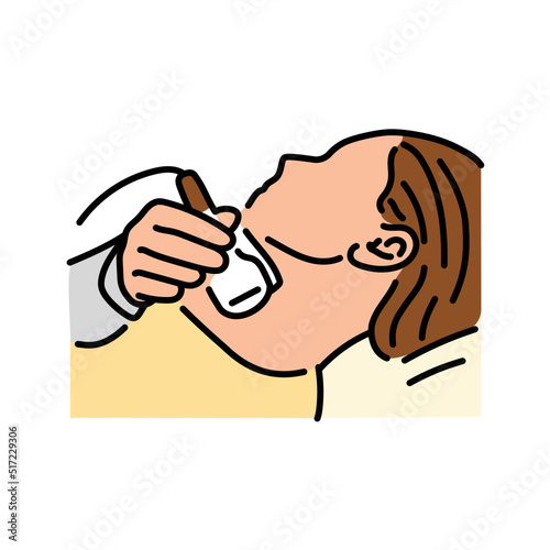 Neck ultrasound  color line illustration