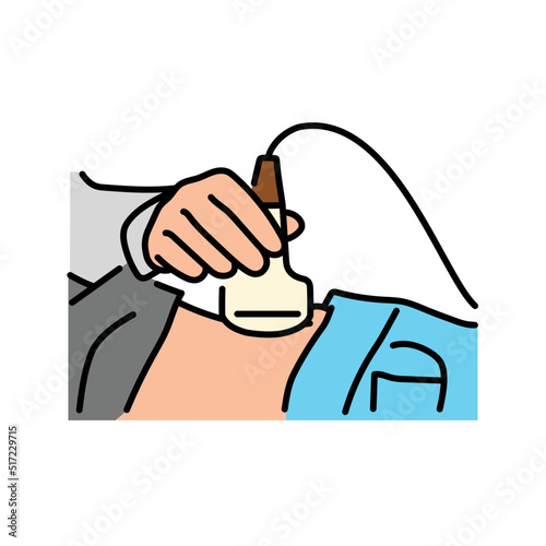 Abdominal ultrasound  color line illustration