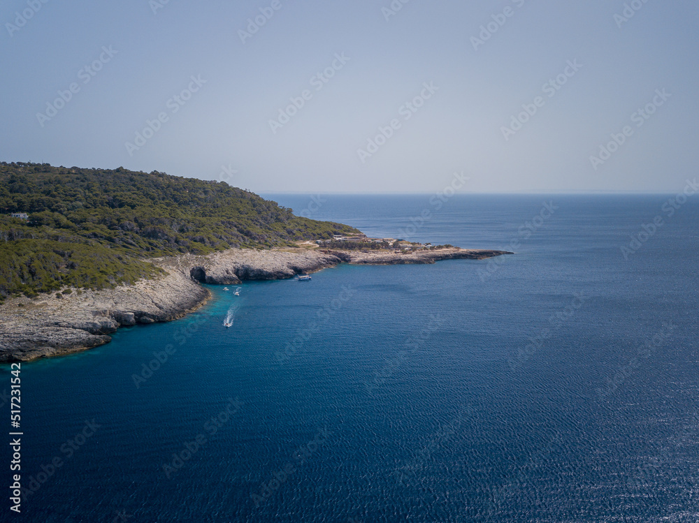 Italy, July 2022: aerial view of the wonderful Caribbean sea of the Tremiti islands Italy, July 2022: aerial view of the wonderful Caribbean sea of the Tremiti islands