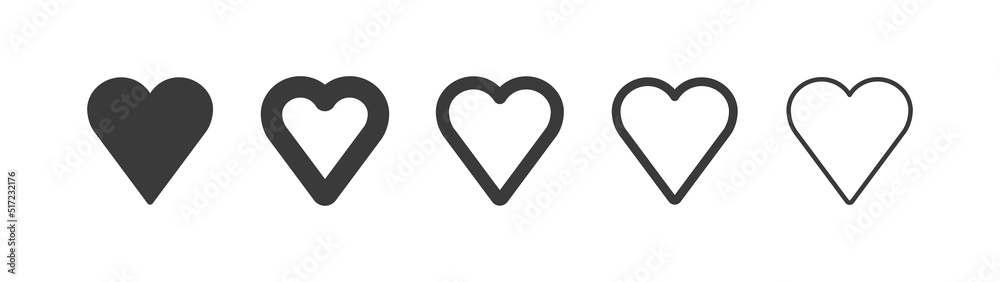 Heart icons. Set of heart pictogram. Valentine's day and love symbol. Heart icons. Set of heart pictogram. Valentine's day and love symbol.