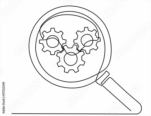 Continuous one line drawing Search engine optimization line icon vector illustration concept