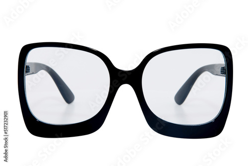 Oversized women sunglasses retro cateye glasses black frame with clear lens front view