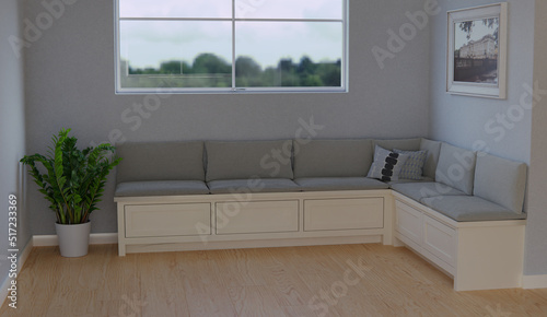 CGI Rendering of a Breakfast nook bench