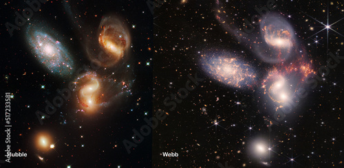 Fotografia, Obraz Webb and Hubble telescopes side-by-side comparisons visual gains