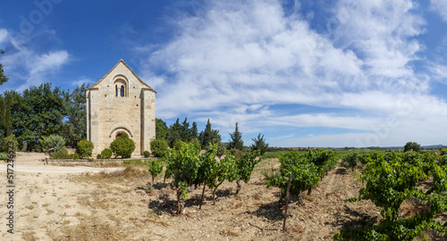 Panorama de la chapelle de St Etienne de la Clastre  chapel in the middle of the vineyards  panoramic view