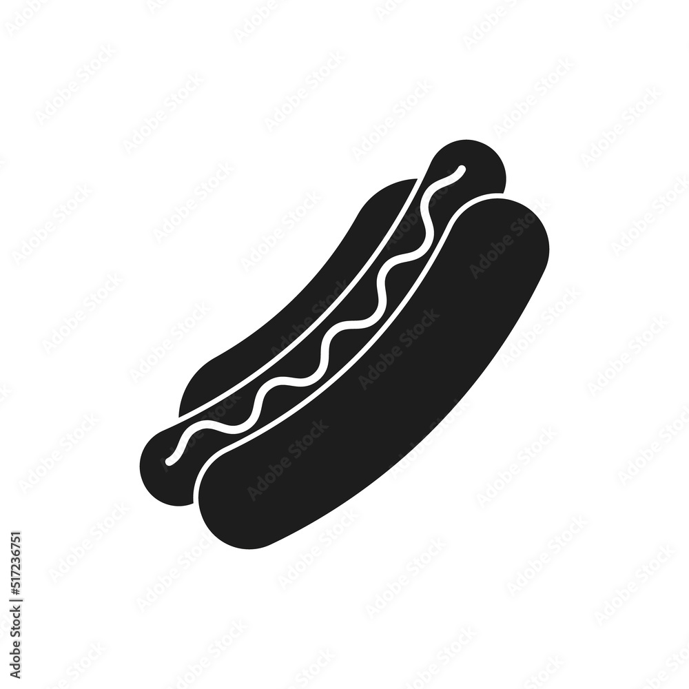 Hot dog icon. Vector. Flat design. Hot dog icon. Vector. Flat design.