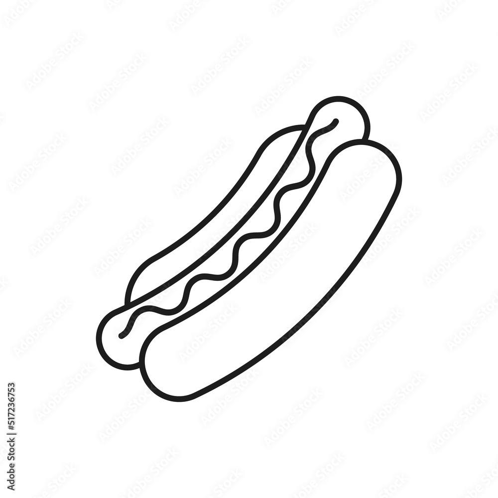 Hot dog icon. Vector. Line style. Hot dog icon. Vector. Line style.