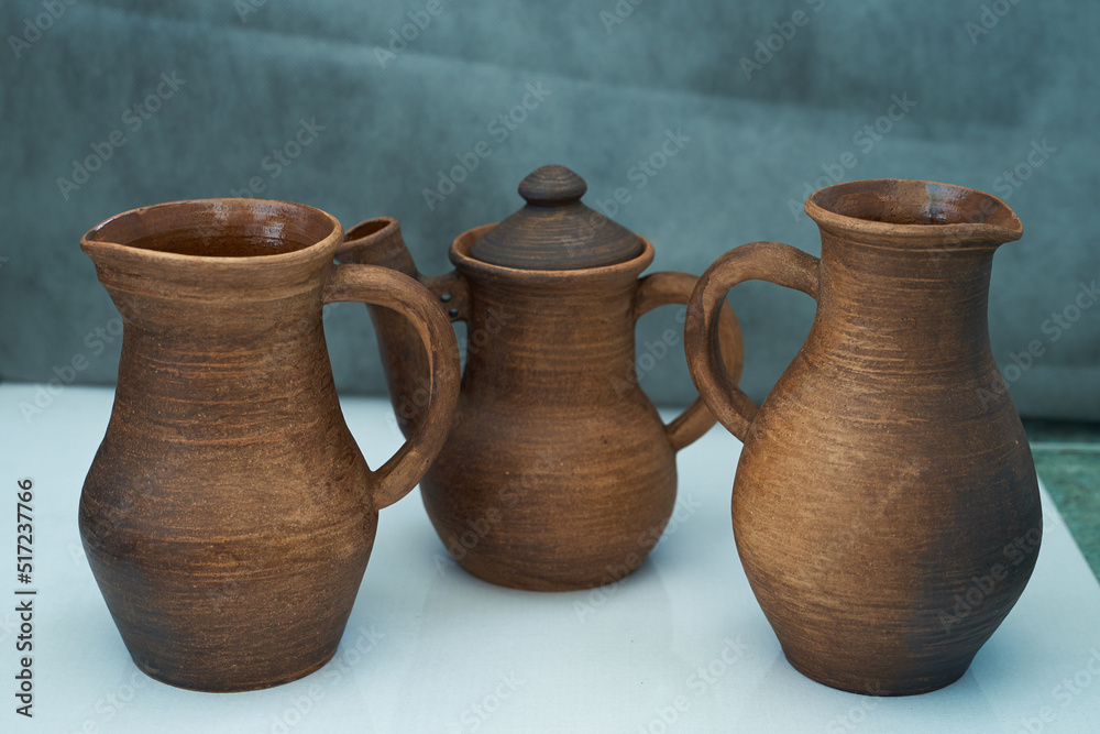      Ceramics, a ceramic product made with your own hands, made on a potter's wheel, a jug, a mug, clay. 