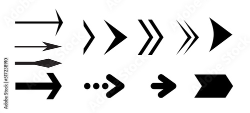 Vector Black Arrows Set on White Background. Arrow, Cursor and pointers