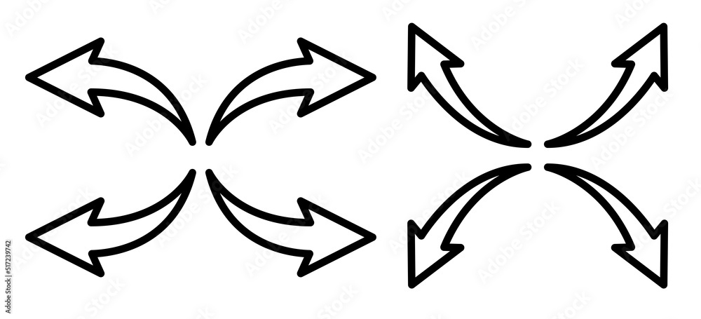 Vector black and white arrows set on white background. Vector black and white arrows set on white background.