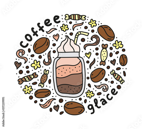 Poster with glace coffee.