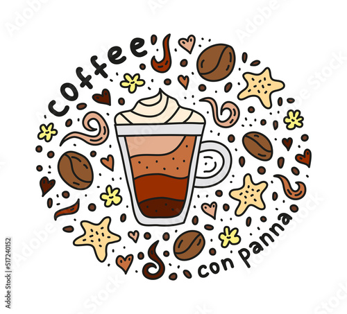 Poster with con panna coffee.