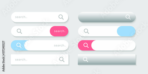 Search Bar buttons and Magnifying Glass Icon Design.