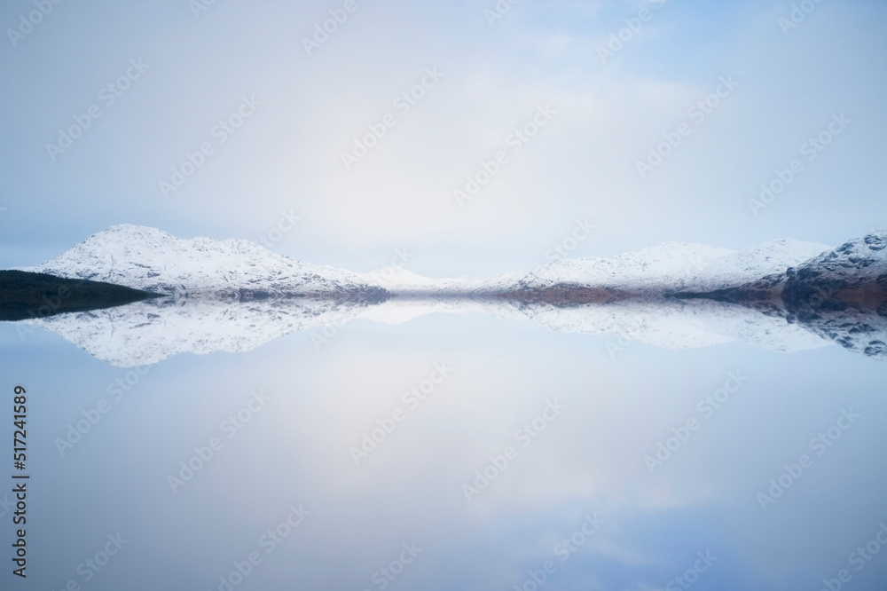 Peaceful calm lake during winter at Glencoe