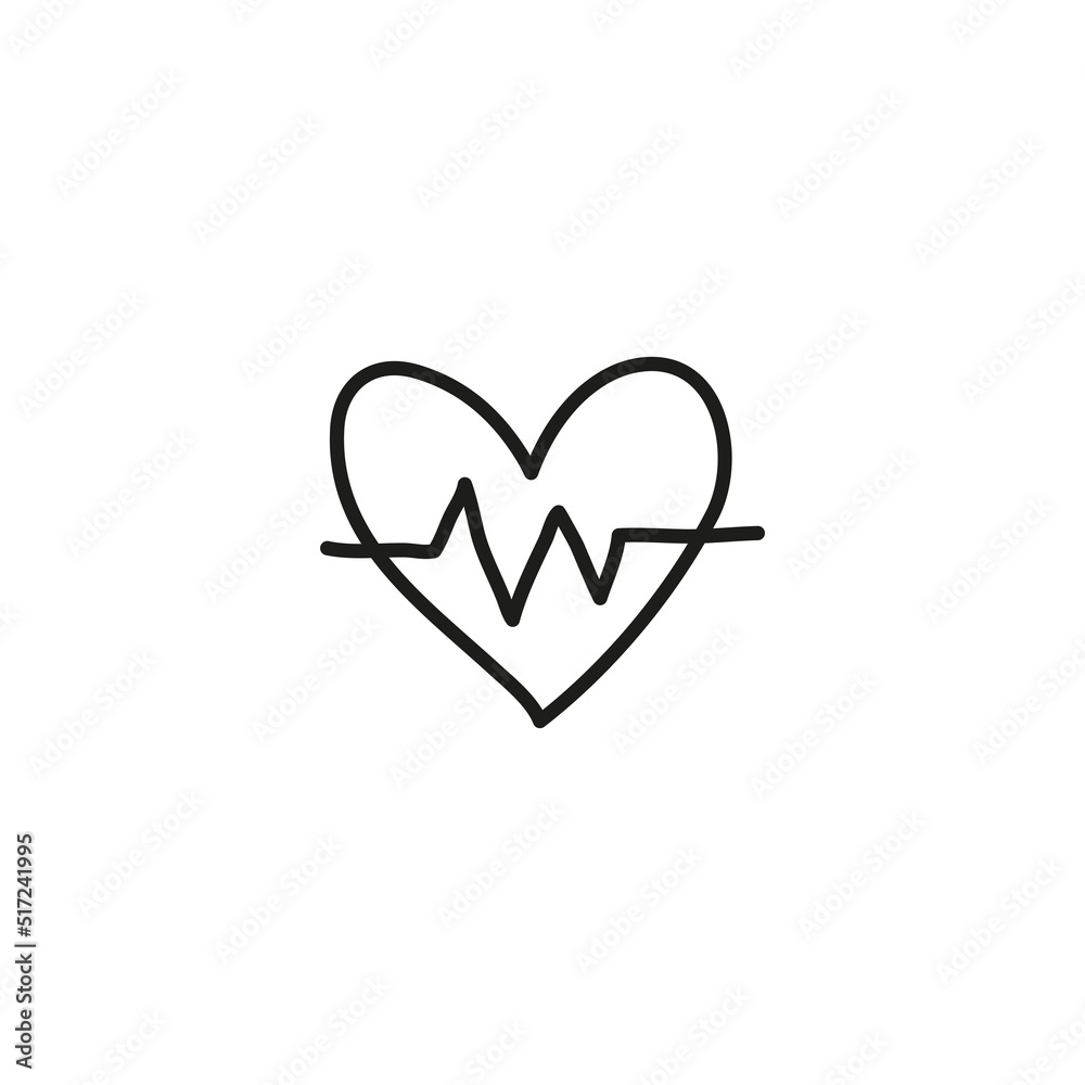 Doodle heartbeat icon. Doodle heartbeat icon.