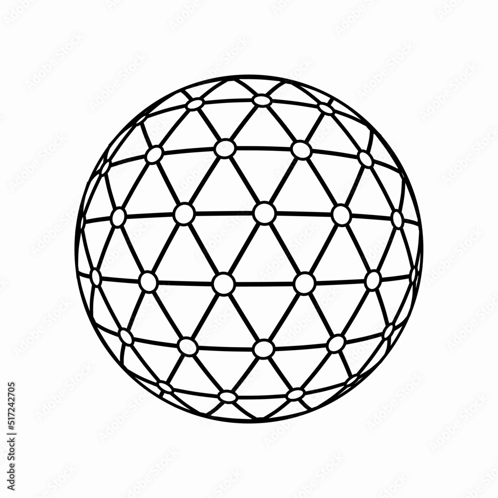 Globe Network Sphere With Triangle Circle Pattern Vector Illustration Globe Network Sphere With Triangle Circle Pattern Vector Illustration