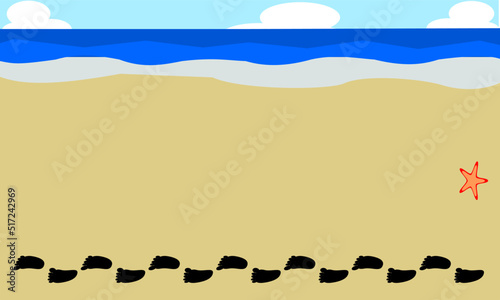 砂浜の足跡