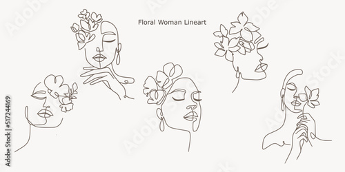 Handrawn Minimalist Illustration Floral Woman 