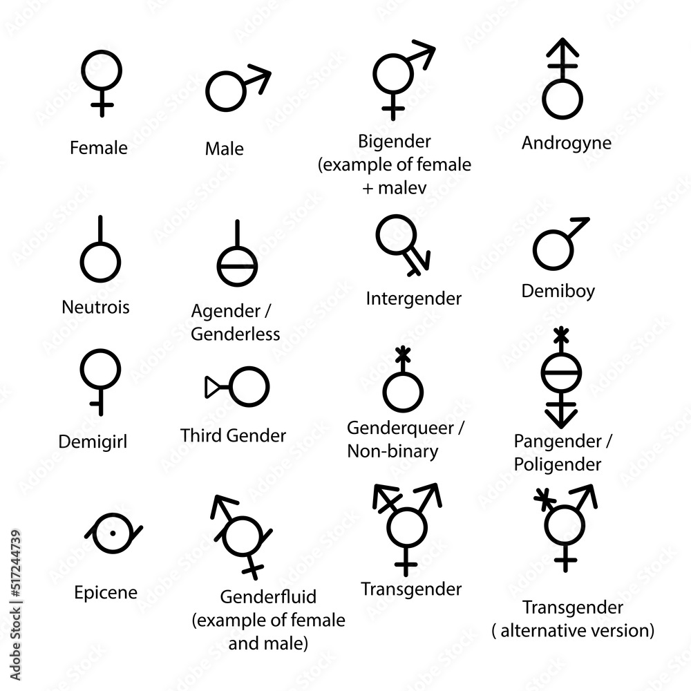 Vector outlines icons of gender symbols Stock Vector | Adobe Stock