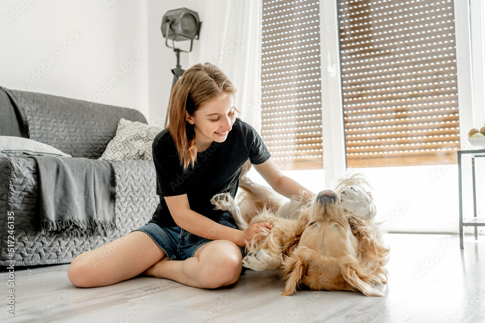 Girl with golden retriever dog Girl with golden retriever dog