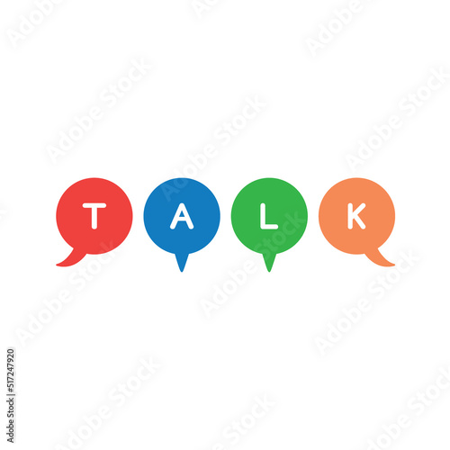 Group people talking concept with speech bubbles and talk word, flat vector illustration