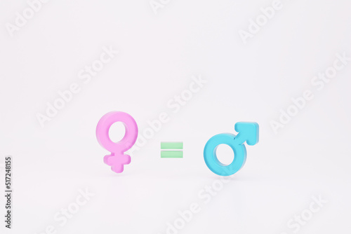 Women equality day. Male And Female venus and mars symbols 3d rendering