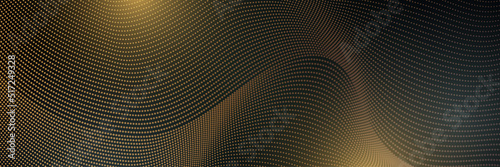 Black gold technology digital banner design. Design modern luxury futuristic technology background. Game tech wide banner vector illustration. Hi tech digital communication. Abstract tech background.
