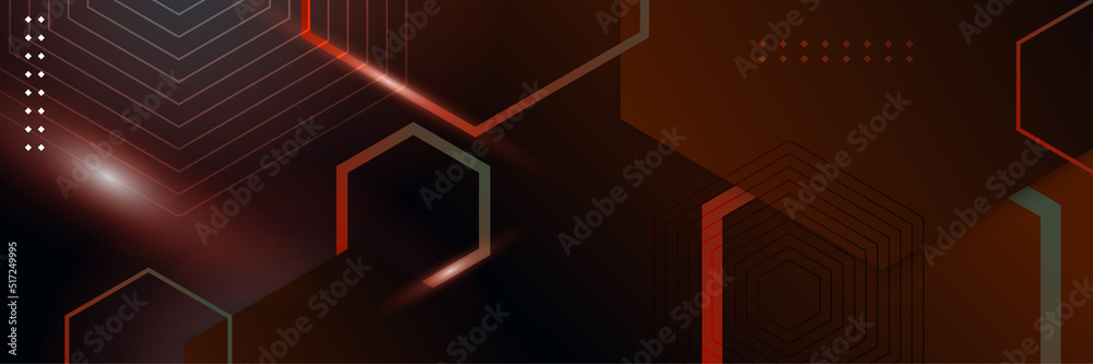 Black red technology digital banner design. Design modern luxury futuristic technology background. Game tech wide banner vector illustration. Hi tech digital communication. Abstract tech background.