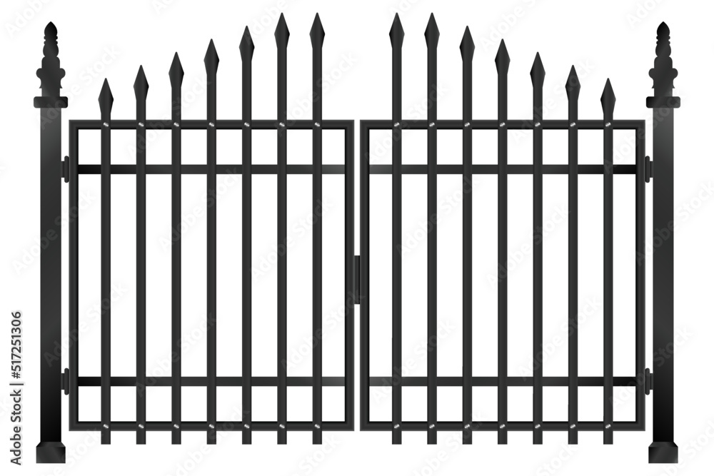 fence gate, iron gate vector isolated on white