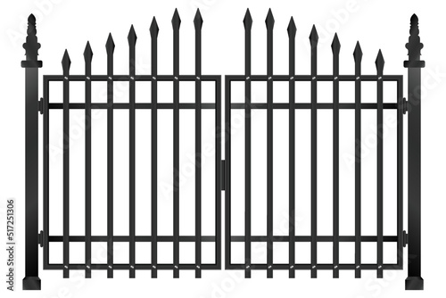 fence gate, iron gate vector isolated on white photo