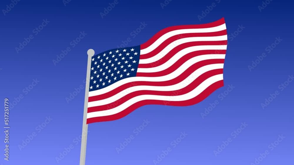 USA flag wave animated in the sky
