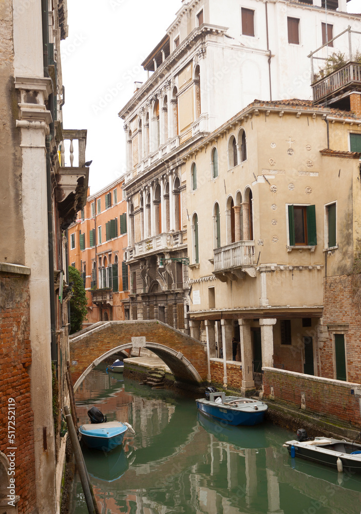 VENICE, ITALY - FEBRAURY 17 2020: Bridge on canal in Venice.