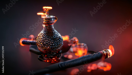 Smoking oriental hookah wit...