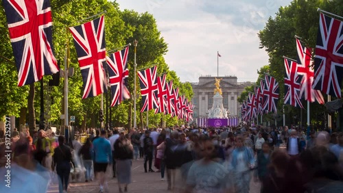 United Kingdom, London, Buckingham Palace and The Mall, decorated for the Queens Platinum Jubilee photo