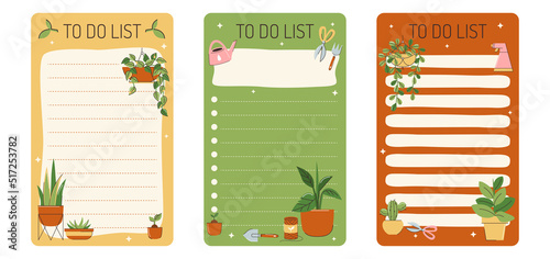 Collection of weekly or daily planner, note paper, to do list, stickers templates decorated by cute beauty cosmetic illustrations and trendy lettering. Trendy scheduler or organizer.