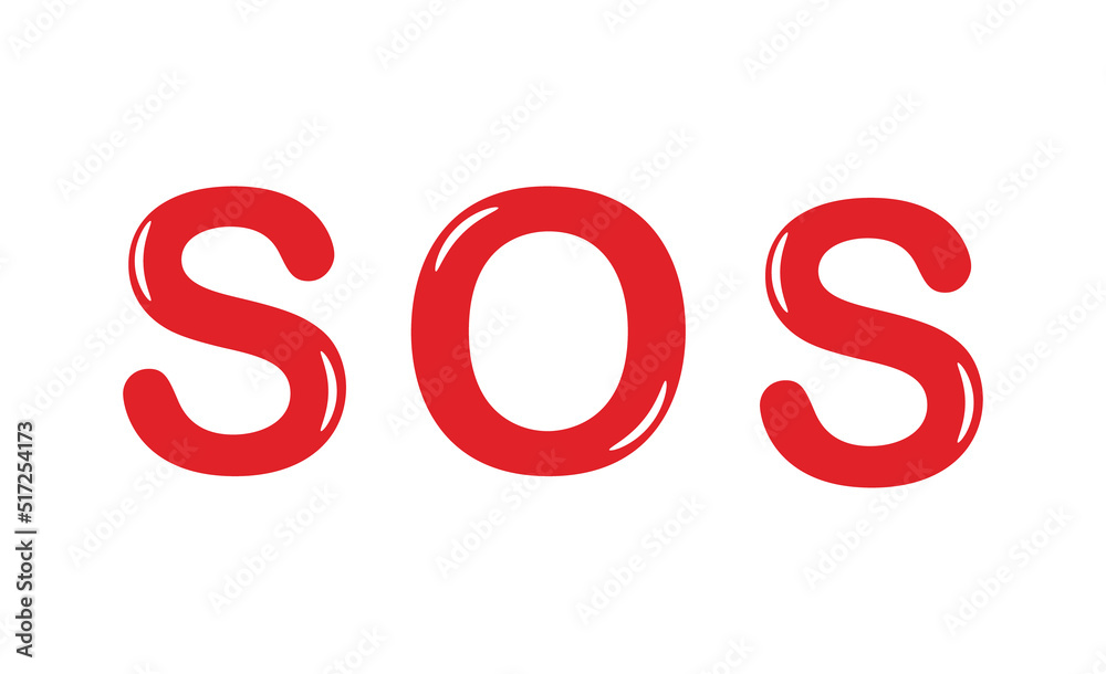 SOS grunge rubber stamp on white, vector illustration