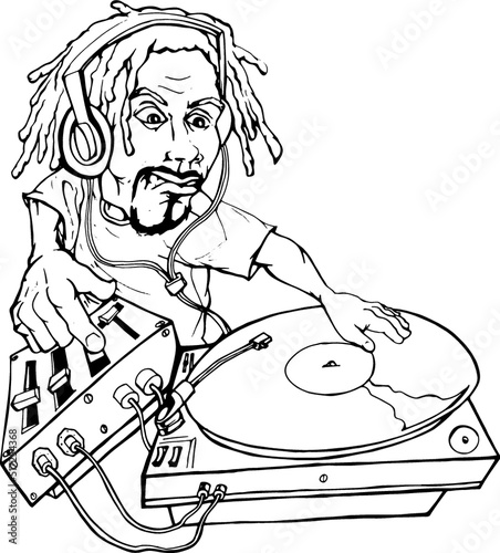 Hip Hop Graffiti Influenced Dj Character -black and white