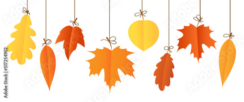 Decor of autumn leaves isolated on a white background.