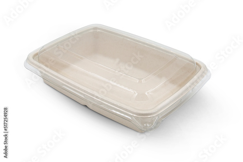 bagasse container package for food isolated on white background 