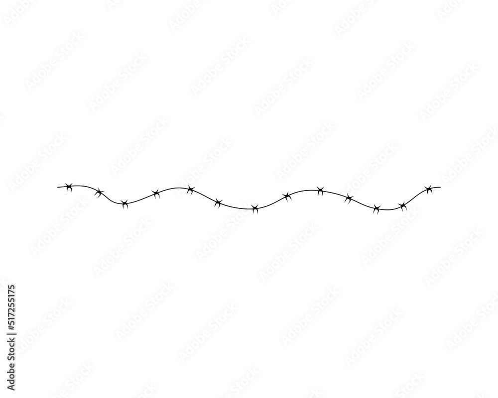 Barbed wires for fencing. Isolated elements on white background.