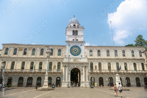 Beautiful view of clock tower and Piazza dei Signori in Padova.
