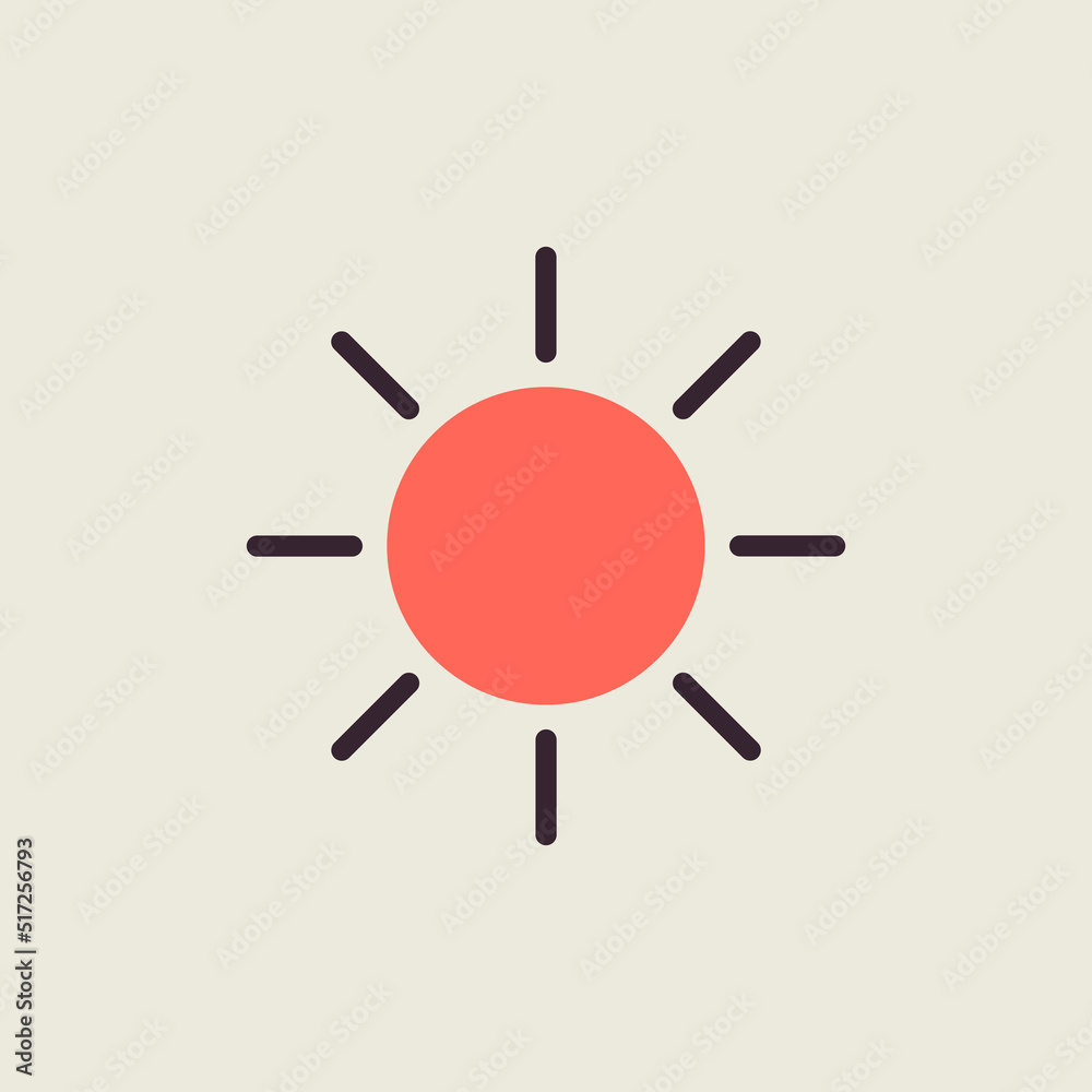 Sun vector icon. Symbol of the good weather Sun vector icon. Symbol of the good weather
