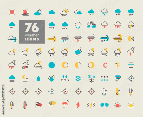 Vector weather forecast icon set. Meteorology sign