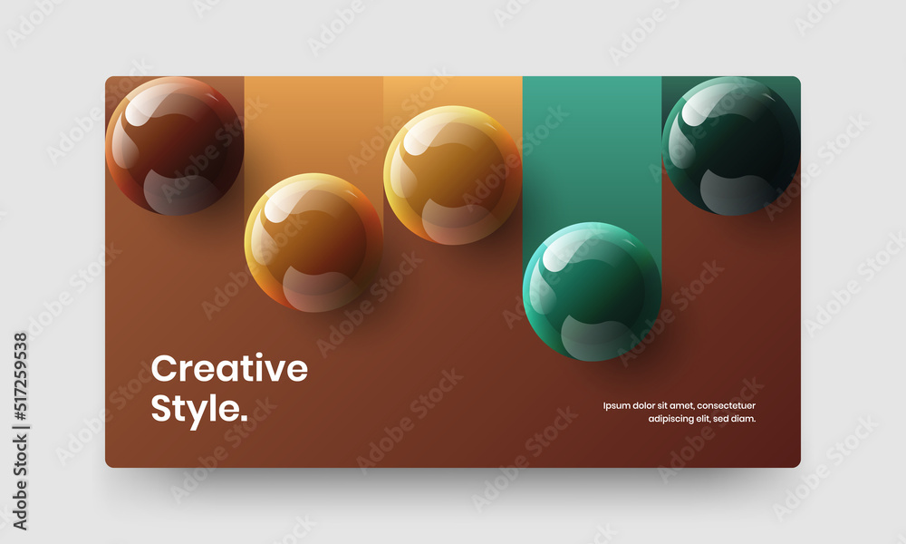 Modern realistic balls journal cover illustration. Colorful leaflet design vector layout.