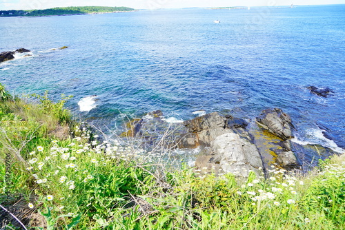 Atlantic ocean beach in the state of Maine, USA photo