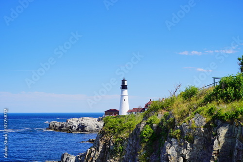 The Portland Lighthouse in Cape Elizabeth, Maine, USA 