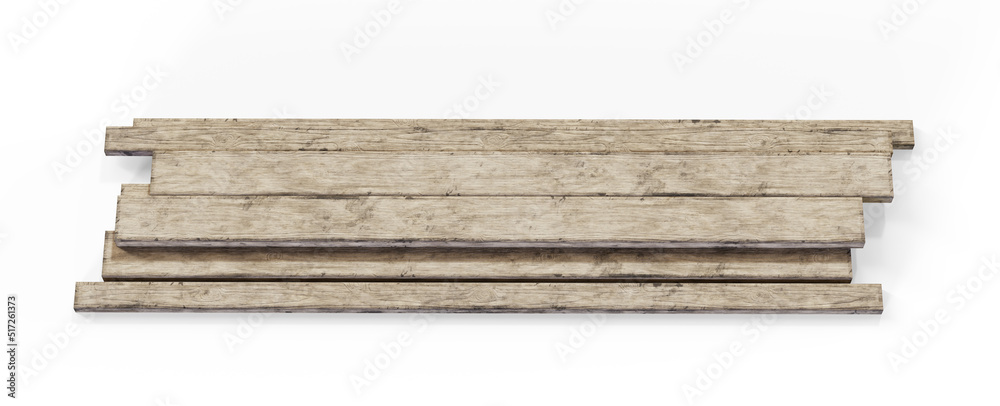 Wood planks, 3d rendering isolated on white background Wood planks, 3d rendering isolated on white background